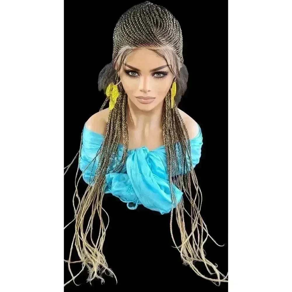 100% Handmade Shuku Style Jumbo Box Braided Lace Wig - Ombre Black, 28" Long NWT - Picture 8 of 15